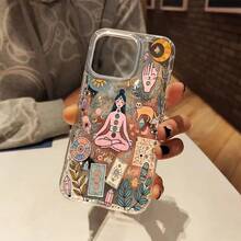 Funda de teléfono ultra-delgada a prueba de golpes y resistente a caídas para un teléfono con una impresión creativa de múltiples elementos de una chica de yoga con diseño, compatible con iPhone 11, 12, 13, 14, 15, 16, 17 Pro Max, 15 Pro, 14 Plus. ¡Dale un toque chic a tu teléfono favorito con una funda elegante! - 1 pieza - Ver 3