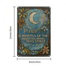 Vintage Crescent Moon Wall Art 8x12 Inch Retro Metal Sign With Floral Quote Rustic Home Decor For Bar Cafe Garage Mindful Energy - 彩色 - 查看 5