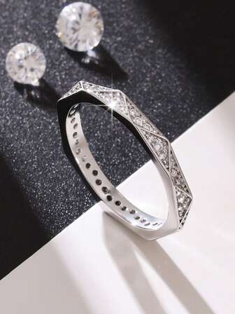 1 Peça Anel de Zircônia Personalizado e na Moda, Presente Versátil para Mulheres no Dia dos Namorados, Dia das Mães, Aniversário, Festa