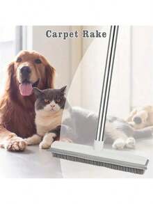 1pcs Portable Pet Hair Remover Push Broom With Rubber Teeth - Stainless Steel & Flag-Free Pig Bristles, Ergonomic Handle For Carpets, Hardwood Floors, Tiles, Windows - Efficient Grooming Tool For Bedroom, Bathroom, Kitchen, Living Room - Grey - View 4