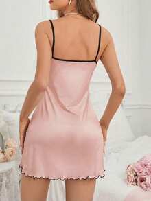 Women's Cartoon Letter Print Casual Everyday Sleepwear Slip Dress - Champagne - View 2