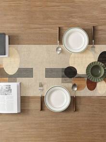 1pc Bohemian Style Linen-Like Table Runner, Modern Dining Table Mat, Rectangular Tablecloth, Washable, Suitable For Kitchen, Dining Table, Party, Wedding Decoration, Entryway, Home Gathering, Coffee Table, Living Room - Brown - View 2
