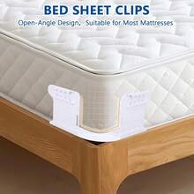 Sheet Holder with Lock Strips, Sujetador de sbanas antideslizante para sbanas ajustables de esquina de fcil instalacin Blanco - Blanco - Ver 7
