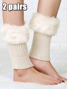 1/3 双女士舒适针织腿套，装饰性腿套袖口，柔软罗纹饰边，完美搭配踝靴，女式腿套，百搭日常穿着 - 短款腿套 - 查看 15