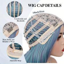 Elegant Mermaid Style Long Wavy Blue Ombre Wig - Heat Resistant Synthetic Fiber, Suitable For Women, Daily, Party, Cosplay