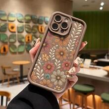 ¡Consigue una nueva funda para tu teléfono! Una funda de teléfono de TPU de color caramelo diseñada con patrones florales, que proporciona protección contra golpes y caídas, compatible con los modelos de  11 a 17, Air Pro, Pro Max, Plus, así como con las fundas de teléfono de las series  y Redmi. ¡Consigue una nueva funda para tu teléfono! - 1 pieza - Ver 6