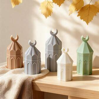 斋月吉祥月柱蜡烛硅胶模具柱形蜡烛伊斯兰穆斯林模具大豆蜡模具开斋节快乐斋月装饰