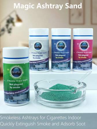 4-färgad premium askkopp för inomhuscigaretter, påfyllningsbar | Fint kvartsmaterial, luktfri, rökreducerande, minimalistisk och stor kapacitet