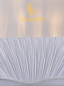 Glintelle 女款抓皺緞面晚宴手拿包 時尚奢華晚宴包 優雅正式錢包 適合婚禮、派對、舞會、夜店、禮服搭配、化妝包 女性禮物 - 銀色 - 查看 7