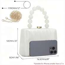 Gets Acrylic Evening Clutch Bag Marbling Handbag For Women With Pearl Chain Crossbody Purse Formal Wedding Prom Party Luxury Designer Fashion Accessory - trắng - Xem 10