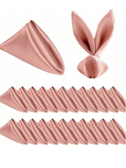 Bộ 6/12/24 khăn ăn bằng vải satin mềm màu vàng hồng, thích hợp trang trí bàn ăn tại nhà, nhà bếp, khách sạn, tiệc tùng, sinh nhật.