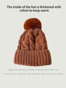 1 Piece - Women's Casual Winter Warm Knitted Hat, Large Leather Hat, Solid Color, Suitable For Outdoor Cycling, Clothing Matching, Fashionable And Personalized, Casual And Elegant Retro Street Style, Polyester Fiber, Christmas, Perfect Winter Gift, Christmas Gift, Birthday Gift For Family, Friends, And Classmates - Nhiều màu - Xem 11