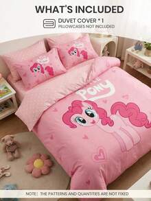 2/3pcs My Little Pony Bedding Set, Cute Cartoon Pattern, Breathable & Skin-Friendly, Soft & Pilling Resistant, Home Textile, Room Decor, Includes 1 Duvet Cover And 1/2 Pillowcases, Excl. Comforter, Suitable For Twin/Full/Queen/King Size Beds, All Seasons, Multiple Sizes Available, Machine Washable, Elegant Gift, Pink - Multicolor - View 3