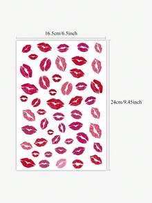 1pc Waterproof Lip Shaped Tattoo Sticker, Unisex, Disposable Red Lips Temporary Tattoo, Suitable For Valentine's Day, Anniversary, Date, Can Be Used For Face, Hand, Neck And Body Decoration, Realistic Tattoo - Red - View 4