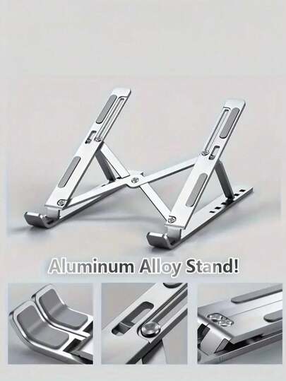 Hopfällbart laptopstativ, justerbar laptophöjare, bärbar laptophållare, laptopstativ med flera vinklar, skrivbordsstativ, kylande laptopstativ, robust och hållbart, oumbärligt för resor, lämplig för surfplattor, bärbara datorer och smartphones, kontorselektronik