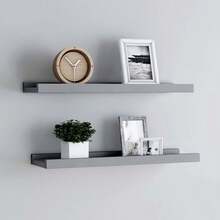 Larryhot Mensole Loggia per Foto 2 pz Grigie 60x9x3 cm in MDF, Facile da assemblare, dall'estetica elegante e raffinata, pratica per riporre gli oggetti, la scelta ideale per l'organizzazione e la decorazione domestica - Grigio - Visualizzare 1
