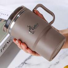 A 19.3 Oz (Approximately 570.77 Ml) PP Insulated Coffee Cup With A Lid And Spoon, Reusable. Hand Washing Is Recommended. This Travel Cup Is Suitable For Office, School, Sports, And Outdoor Activities, Making It A Perfect Holiday Gift. Coffee Travel Cup. - Multicolor - View 5