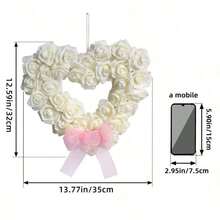 人造花心形门挂，家居装饰佳品，情人节和结婚礼物的完美之选