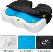 Season Guard Tailbone Pain Relief Office Chair Seat Cushion, Memory Foam Gel Seat Cushion For Sciatica Pain Relief With Washable Cover, Butt Cushion For Long Sitting, Mesh, Black - ColorA - View 4