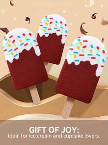 1 par de calcetines de media caña creativos de colores múltiples con diseño de helado, caja de regalo, nuevos calcetines deportivos unisex de otoño/invierno 2025, diseño inspirado en alimentos imaginativos, tejido de punto, largos y gruesos, suaves y cómodos - Multicolor - Ver 4