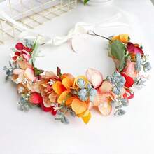 YAZILIND Vibrant Artificial Flower Crown Headband – Handmade Multicolor Floral Wreath With Adjustable Ribbon – Boho Festival, Wedding, Or Party Hair Accessory,11-Colour - 11-colour - View 5