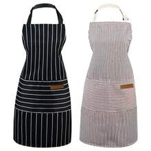 2pcs  Apron - Unisex, Adjustable Bib Kitchen Apron, Cooking Apron, Aprons For Women Men With Pockets, Chef Aprons Baking Strap Gift - Black and White - View 1