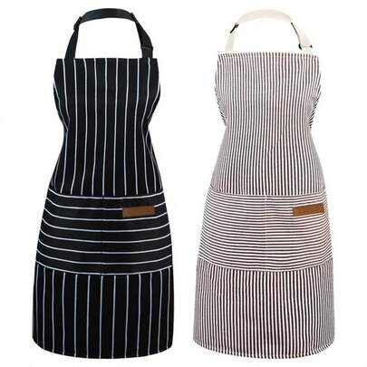 2pcs  Apron - Unisex, Adjustable Bib Kitchen Apron, Cooking Apron, Aprons For Women Men With Pockets, Chef Aprons Baking Strap Gift