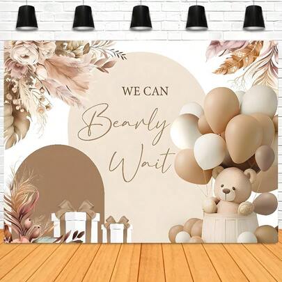 Photography Backdrop Fabric Bohemian Style Home Party Backdrop Board Decoration Banner Cake Crush Bear Boyss Welcome Party Decoration Background Photo Booth Props Vinyl