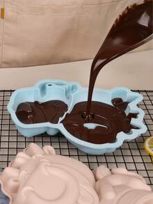 1 pieza Molde de silicona con forma de vaca para pasteles, herramienta de hornear, molde de pastel con forma de vaca de dibujos animados, molde para pasteles, molde para mousse, utensilios de cocina para hornear, molde para mousse de chocolate, gelatina y cera - Multicolor - Ver 2