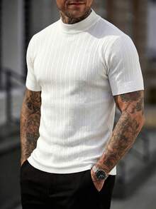 ALTZTAR 男士圆领短袖纯色休闲针织上衣 - 白色 - 查看 1