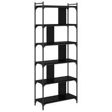 Larryhot Estantería Roble negro 76 x 32 x 192 cm Madera contrachapada, Fácil de montar, elegante y hermoso, y conveniente para almacenar artículos, es una opción ideal para el almacenamiento y la decoración del hogar. - Negro - Ver 2