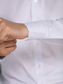 Men's Slim Fit Long-Sleeved Dress Shirt - White - View 7