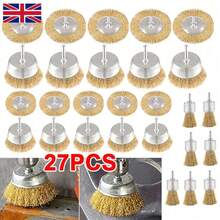 27PCS Rotary Wire Brush Cleaning Wheel Cup Brush Drill Attachment Bit Set Tool - Gold - View 6