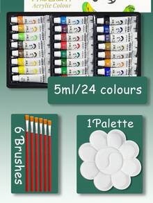 Ensemble de peinture acrylique 24/18/12 couleurs 5ML, peinture acrylique 24 couleurs, non décolorante, pigment riche, convient aux débutants, enfants, adultes, artistes, applicable aux artisanats sur canevas, peinture sur bois, parfait pour les artistes, étudiants, artisanat, murs, vêtements - Multicolore - Voir 12