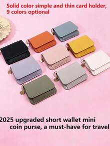 Women's PU Material Wallet, Card Slot Coin Purse, Top Grain Leather Short Wallet, Perfect Gift For Women, With One Large Bill Compartment - Multicolor - View 3