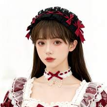 2pcs/Set Lolita Headband + Neck Strap, Soft Girl Maid Lace Bow Ribbon Hair Clip, Sweet Princess Style, Versatile - Multicolor - View 4