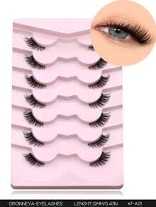 Lasvirey 7 Pairs Half-Eye False Eyelashes Cat Eye Natural Look Short Fox Eye Thin Transparent Dense Cross False Eyelashes For Daily And Party Wear - Black - View 9