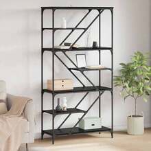Larryhot Estante de libros Roble Negro 91 x 36 x 176 cm, Fácil de montar, elegante y hermoso, y conveniente para almacenar artículos, es una opción ideal para el almacenamiento y la decoración del hogar. - Negro - Ver 1