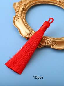 10pcs/Pack 85mm Colorful Tassel Pendant Rings, Handmade Woven Pull Rings For DIY Bags, Colorful Tassels Decor Accessories For Pillows, Clothing