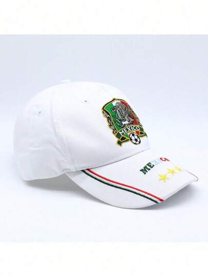 Gorra México Mundial 2026 Blanca Unisex | Cachucha Selección Mexicana con Bordado de Balón y 3 Estrellas | Visera Curva 100% Algodón