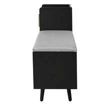 Modern Shoe Bench/Shoe Chest/Seat With Three Storage Doors, Asymmetrical Metal Handles And Multiple Storage Levels – Dimensions: W100/D34/H69 Cm - 黑色 - 查看 9