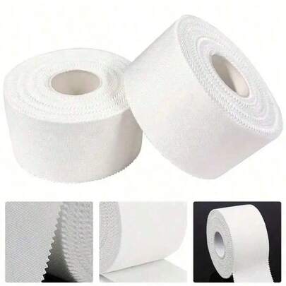 5pcs/3pcs/1pc White Sports Tape, Wrist Bandage, Ankle Support Adhesive Tape, Serrated Edges Can Be Trimmed And Torn, Non-Irritating Muscle And Joint Protective Tape, Suitable For Basketball, Football, Dumbbell And Other Hand Sports, Breathable And Wear-Resistant Injury Protection And Recovery Wrap, Also Can Be Used For Football, Running, Cycling And Other Ankle Sports Muscles, Flexible Support Material, Comfortable Fit, Sports Training Accessories, Basketball Auxiliary Supplies (Approx. 9M Length, 5CM/3.8CM/2.5CM Width Options)