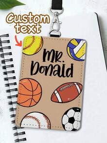 Anpassad personlig lärar-ID-kortshållare i äkta läder, lärarpresent, lärardagspresent, present till skolstarten, anpassad ID-kortshållare med skolmaterialtema, skolmaterialpresent till lärare, tryckt mönster, julklapp - Multifärgad - Visa 1