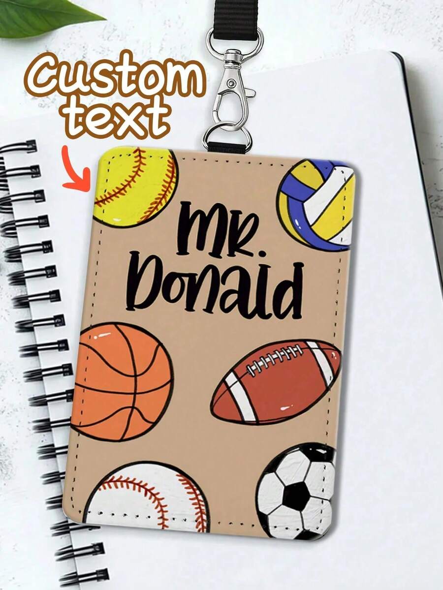 Anpassad personlig lärar-ID-kortshållare i äkta läder, lärarpresent, lärardagspresent, present till skolstarten, anpassad ID-kortshållare med skolmaterialtema, skolmaterialpresent till lärare, tryckt mönster, julklapp - Multifärgad - Visa 1