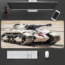 1 Peça Tapete de Mouse Gamer Tamanho Grande com Design de Tanque de Guerra - Tapete de Mesa Grosso de Borracha com Trava de Borda, Adequado para Jogadores e Uso Comercial, Superfície Antiderrapante - A - Visão 7