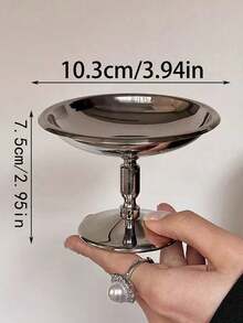 1pc 304 Stainless Steel Goblet, Dessert Pudding Cup, Ice Cream Jelly Bowl, High-Footed Ice Cream Bowl, Small Metal Sundae Plate Holder, Party Gift, Suitable For Candy, Jelly, Fruit, Pudding And Other Snacks, Applicable For Party/Holiday/Family Gathering - Silver - View 9