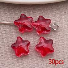 30/50 hạt cườm thủy tinh lấp lánh, hạt cườm hình ngôi sao pha lê, hạt cườm nhiều màu sắc rực rỡ dùng để làm vòng cổ, vòng tay, bông tai, trang sức, hạt đệm dễ thương cho đồ thủ công & DIY - Nhiều màu - Xem 20