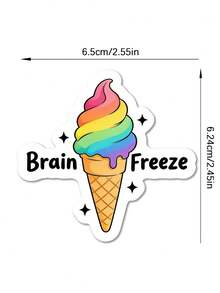 1 pieza Divertivos Adhesivos de Vinilo - El Helado Hace Que Tu Cerebro Se Congele - Adhesivos para Coche, Portátil, Botella de Agua - Texto Negro Llamativo Sobre Fondo Blanco - Fácil de Aplicar y Retirar, Adhesivos para Coche, Útiles Escolares, Temporada de Vuelta al Colegio - Vehículos - Ver 3