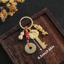 1 Set Chinese Feng Shui Lucky Charm Keychain - Auspicious Metal Talisman For Prosperity, Wealth, Health, And Success - Versatile Gift Pack,Mothers Day Gifts Women,Car Accessories,2025 Graduation Gifts,Birthday Gifts,Teacher Gifts,Party Favors,Father Day Gift,Car Decor - Gold - View 6