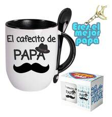 TendenciaTaza Con Cuchara Papá Regalo+caja+llavero Dia Del PadreCalidad premium - Negro - Ver 2